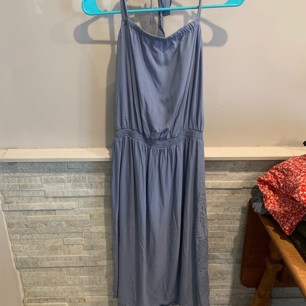 Light blue flowy halter dress